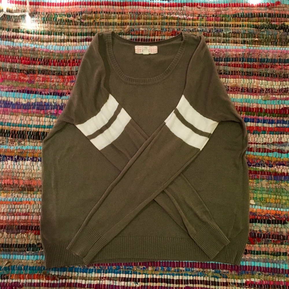 Pink Republic White Striped Green Sweater
